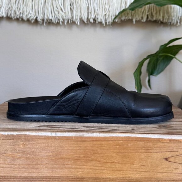 Steve Madden Ledger Black Leather Silver Western Buckle Slip On Mule Size 9.5 - Picture 6 of 15